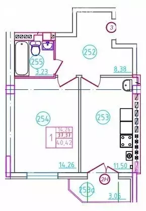 1-комнатная квартира: Шахты, переулок Бродского, 10 (40.42 м) - Фото 0