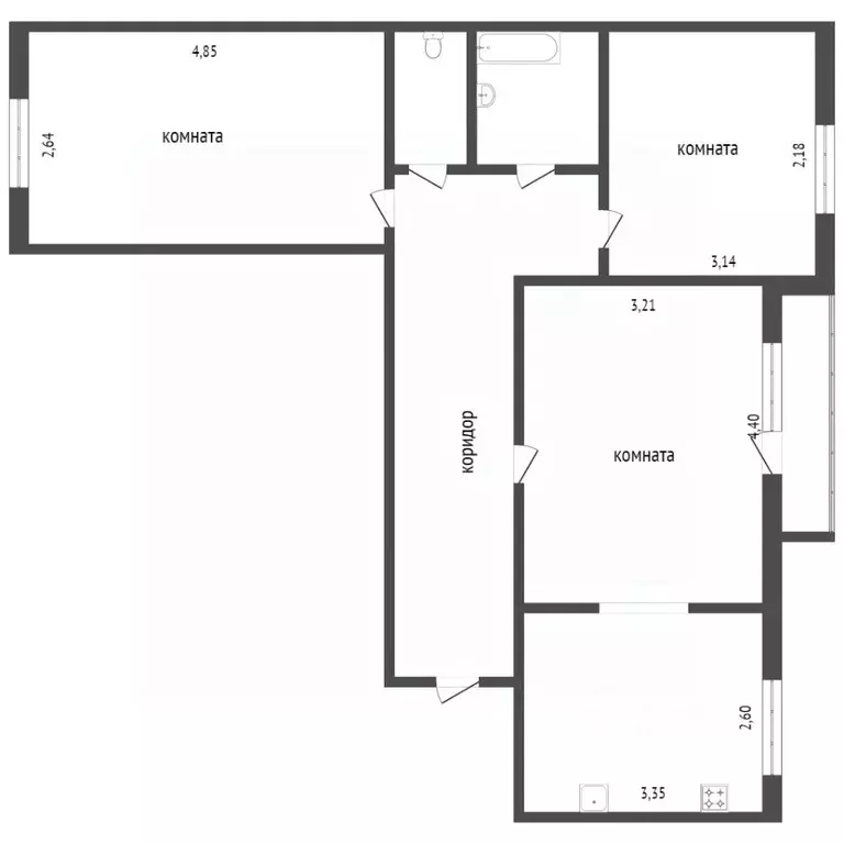 3-к кв. Тюменская область, Тобольск Рощинский пер., 51 (63.5 м) - Фото 2