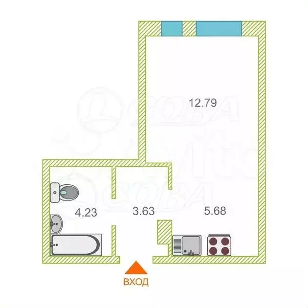 Квартира-студия, 26 м, 4/10 эт. - Фото 0