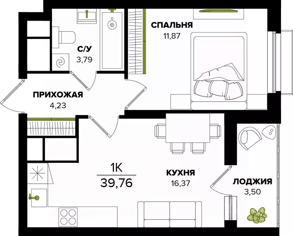 1-к кв. Тульская область, Тула  (39.76 м) - Фото 0