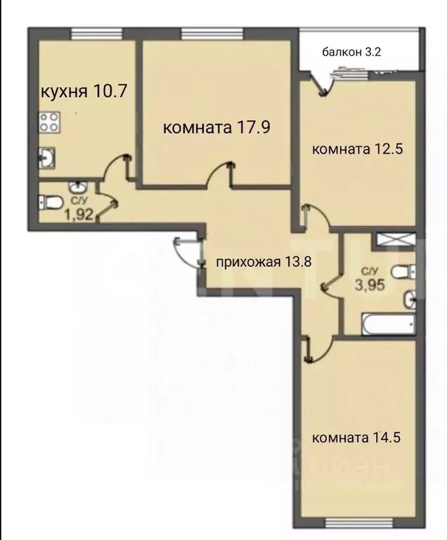 3-к кв. Санкт-Петербург Ленинский просп., 68 (75.0 м) - Фото 2