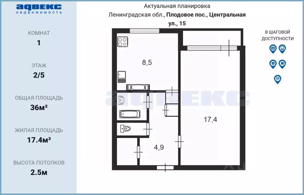 1-к кв. Ленинградская область, Приозерский район, Плодовское с/пос, ... - Фото 2