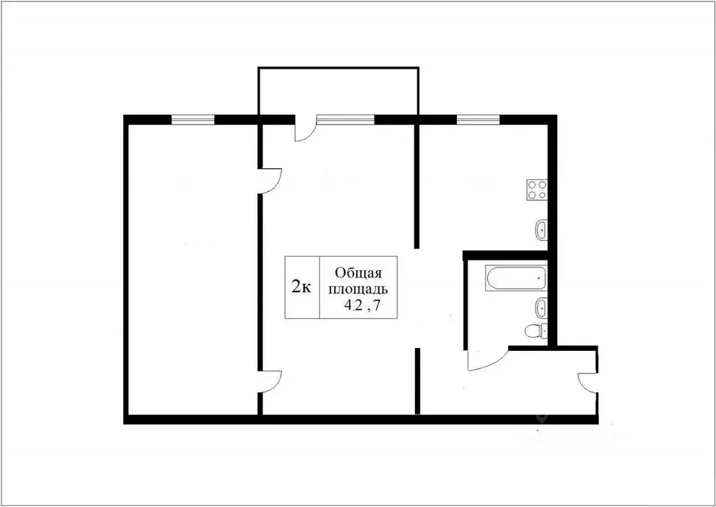 2-к кв. Кемеровская область, Новокузнецк ул. Кирова, 37А (42.0 м) - Фото 0