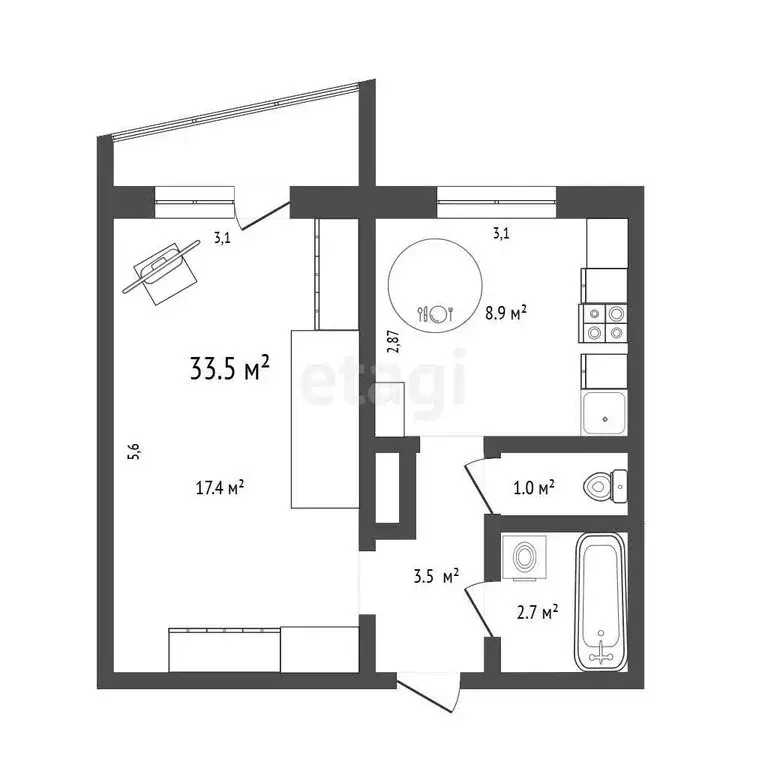 1-комнатная квартира: Тюмень, микрорайон Восточный, улица ... - Фото 1