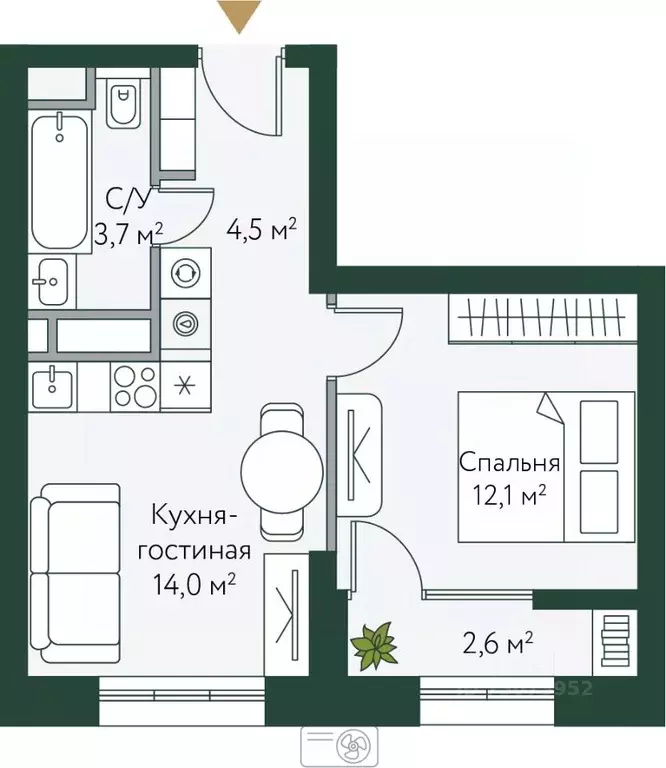 1-к кв. Волгоградская область, Волгоград Новосибирская ул., 74 (36.85 ... - Фото 0