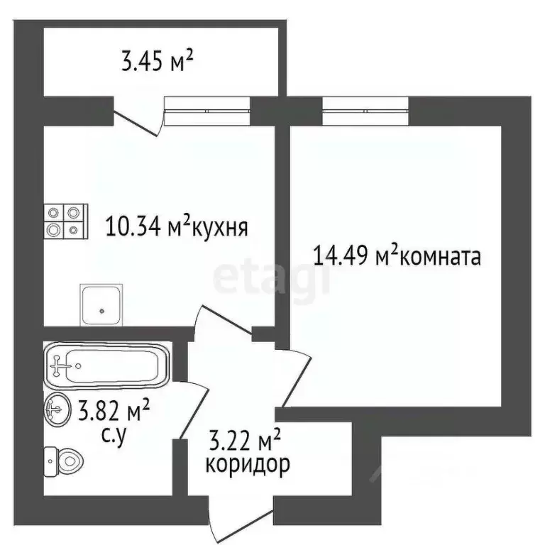 1-к кв. Санкт-Петербург Петергофское ш., 72к4 (30.2 м) - Фото 1