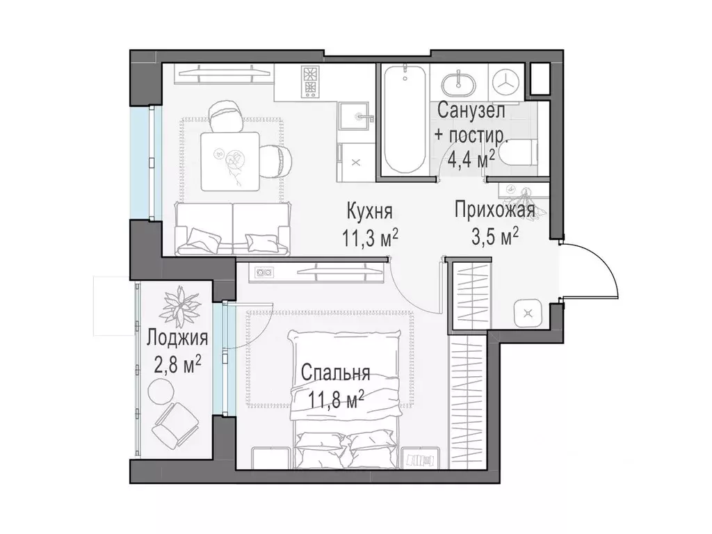 1-к кв. Московская область, Пушкино ул. Антона Ветчинова, 3к1 (32.43 ... - Фото 0