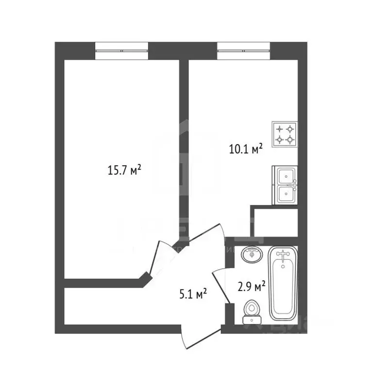 1-к кв. Санкт-Петербург Учительская ул., 18к1 (33.4 м) - Фото 1
