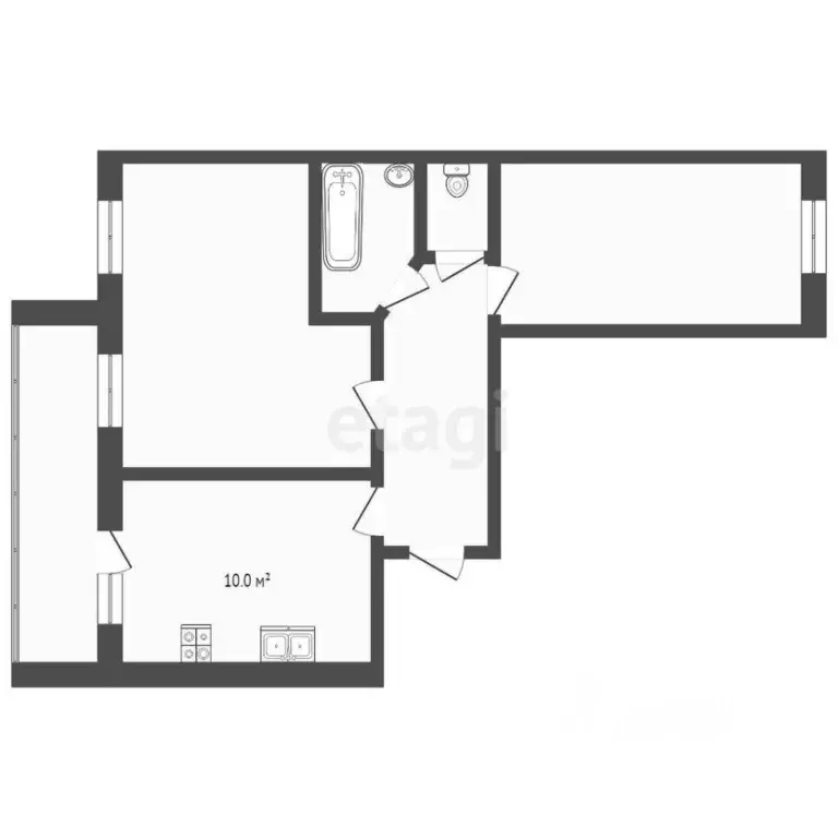 2-к кв. Тюменская область, Тюмень бул. Бориса Щербины, 16 (51.92 м) - Фото 2