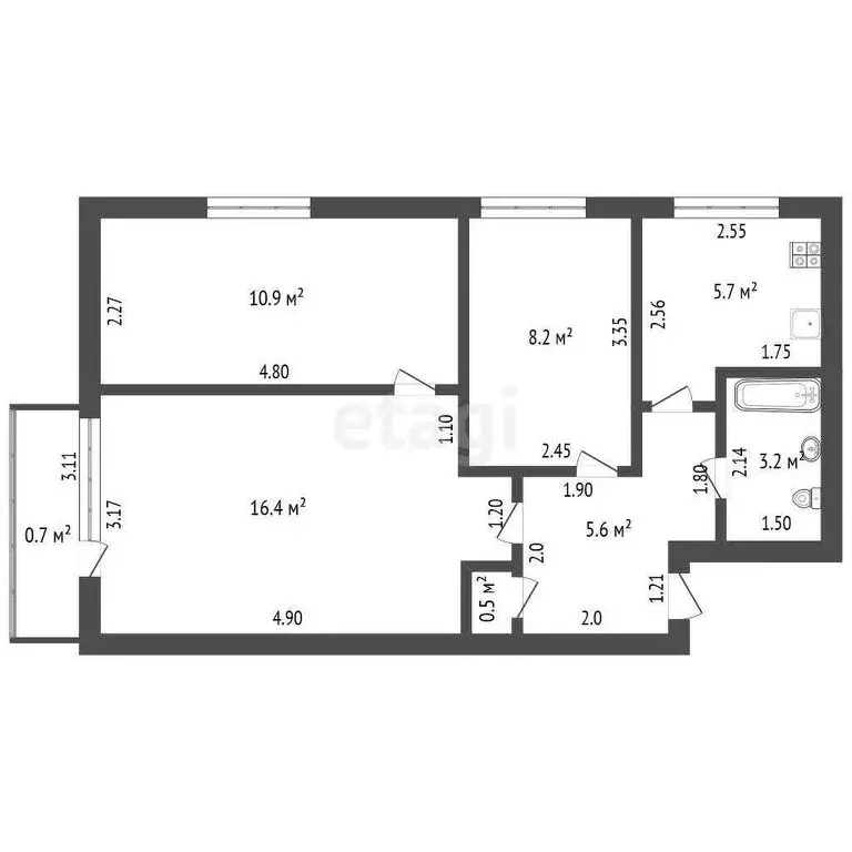 3-комнатная квартира: Лениногорск, Ленинградская улица, 31 (50.5 м) - Фото 1