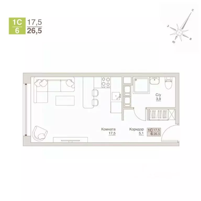 Студия Московская область, Люберцы  (26.5 м) - Фото 0