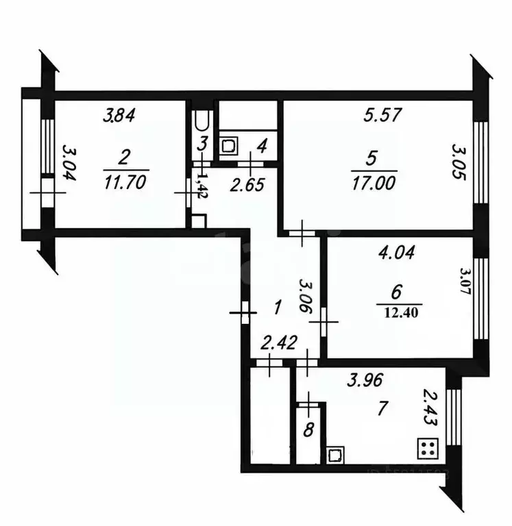 3-к кв. Чувашия, Чебоксары бул. Анатолия Миттова, 6 (65.2 м) - Фото 2