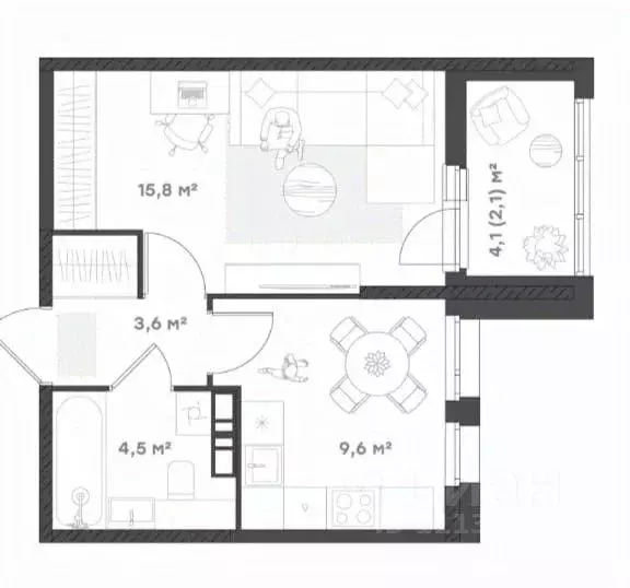 1-к кв. Ярославская область, Ярославль Тутаевское ш., 93Б (35.6 м) - Фото 1