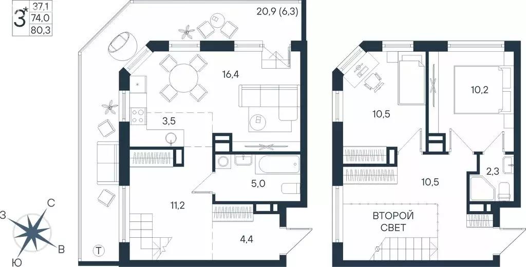 3-комнатная квартира: Пермь, улица Космонавта Беляева, 17 (80.3 м) - Фото 1