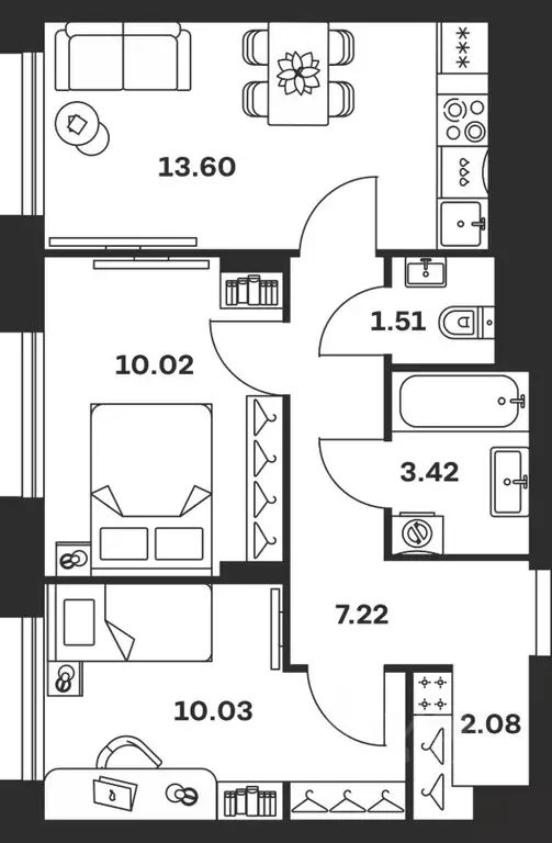 2-к кв. Тульская область, Тула Баташи Парк жилой комплекс (47.88 м) - Фото 0