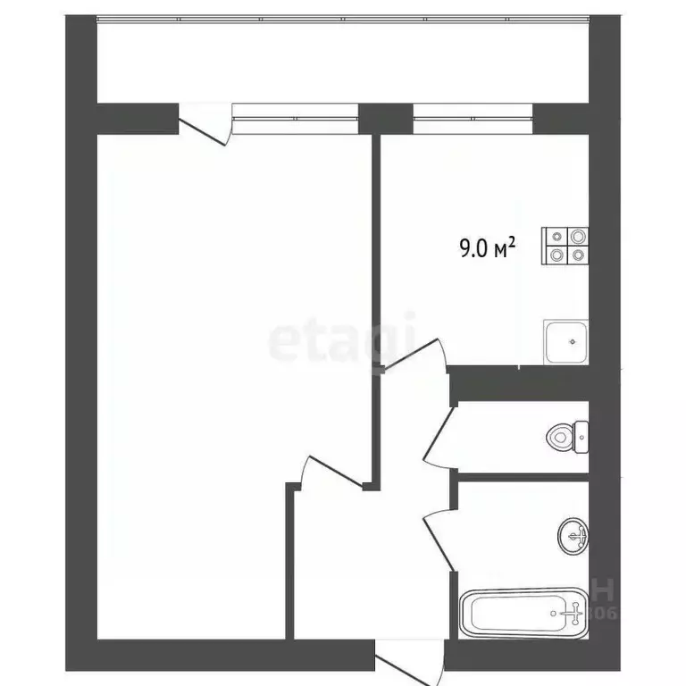 1-к кв. Крым, Сакский район, с. Крымское ул. Парковая (35.6 м) - Фото 1