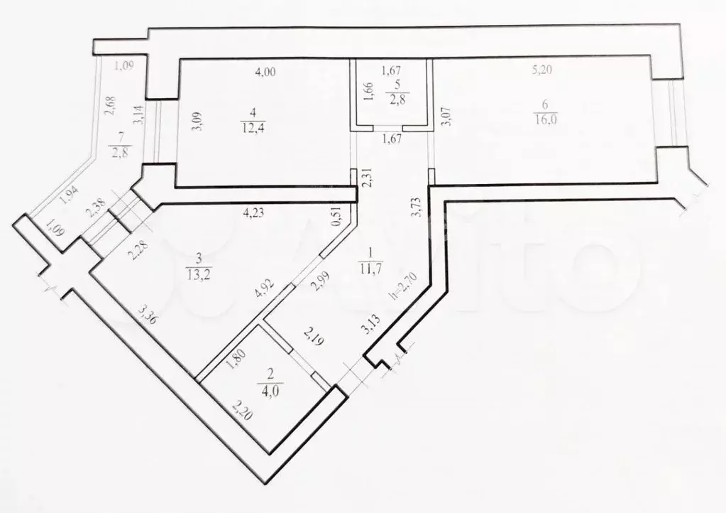 2-к. квартира, 62,9 м, 8/9 эт. - Фото 1