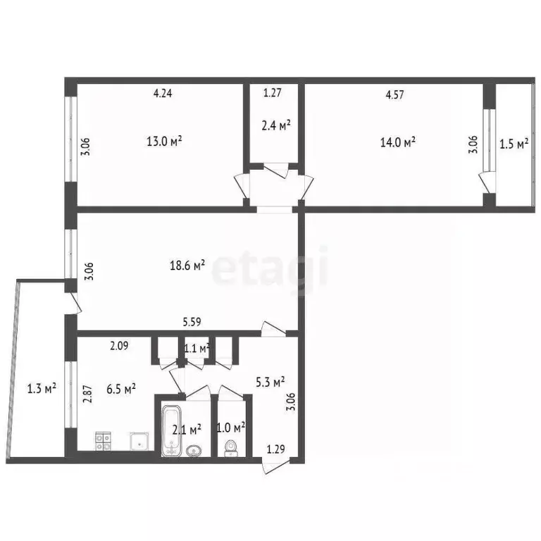 3-к кв. Мордовия, Саранск ул. Коваленко, 7 (64.0 м) - Фото 2