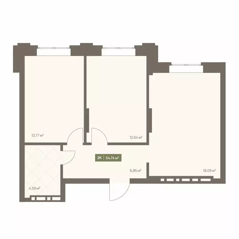 2-комнатная квартира: Кемерово, Московский проспект, 23А (54.74 м) - Фото 2