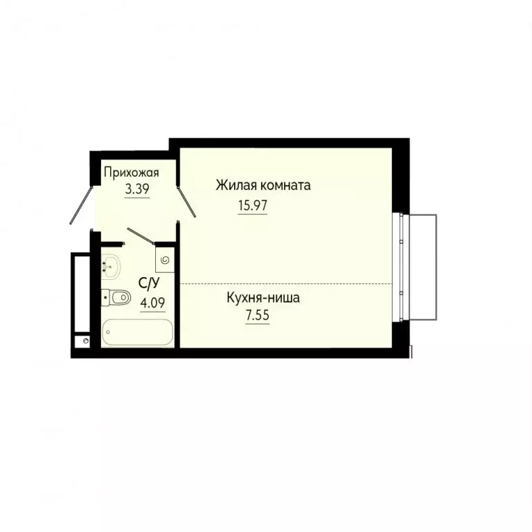 1-к квартира, 31 м - Фото 0
