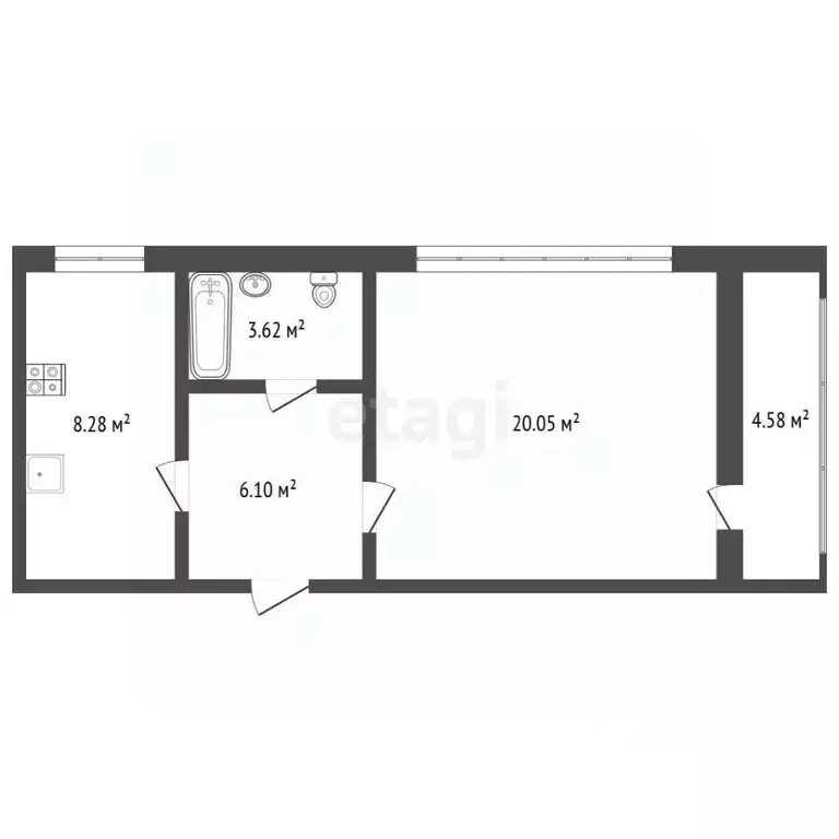 1-к кв. Севастополь просп. Октябрьской Революции, 22/12 (46.6 м) - Фото 2
