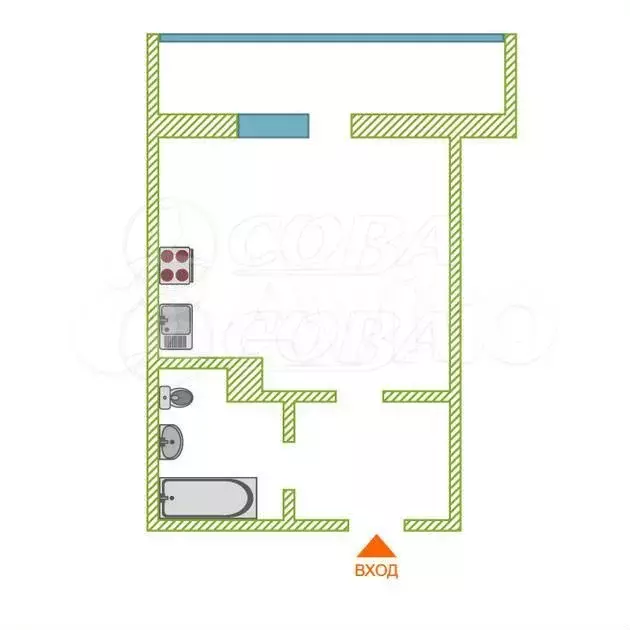 Квартира-студия, 24 м, 3/16 эт. - Фото 0