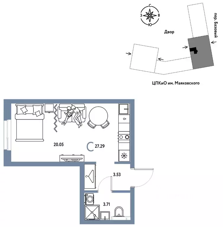 Студия Свердловская область, Екатеринбург пер. Базовый, 10 (27.29 м) - Фото 0