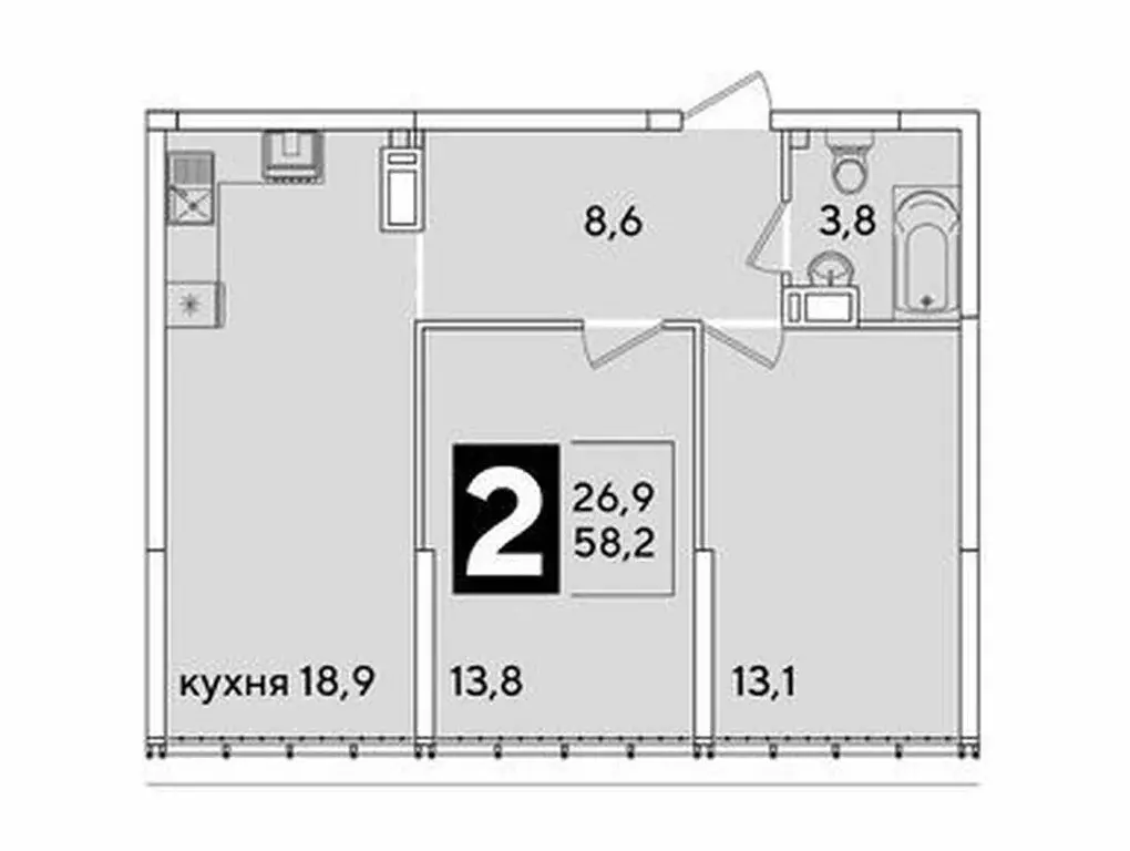 2-комнатная квартира: Краснодар, улица Западный Обход, 41 (58.1 м) - Фото 1