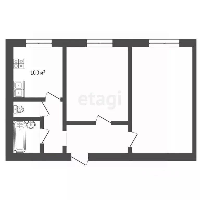 2-к кв. Крым, Симферопольский район, Перовское с/пос, с. Каштановое ... - Фото 1