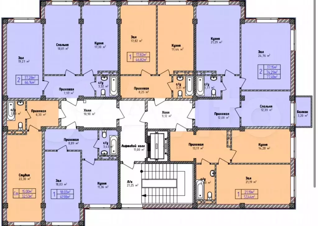 1-к. квартира, 42 м, 3/5 эт. - Фото 1