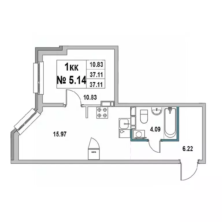 1-к кв. Ленинградская область, Выборг ул. 1-я Южная, 8 (37.11 м) - Фото 0