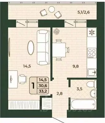 1-к кв. Самарская область, Волжский район, Смышляевка городское ... - Фото 1