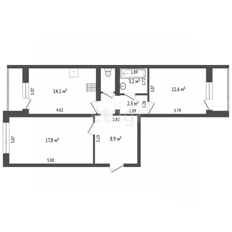 2-к кв. Краснодарский край, Анапа ул. Адмирала Пустошкина, 22к12 (61.0 ... - Фото 2