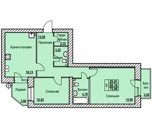 2-к кв. Ярославская область, Ярославль Северный жилрайон, 9-й мкр,  ... - Фото 1