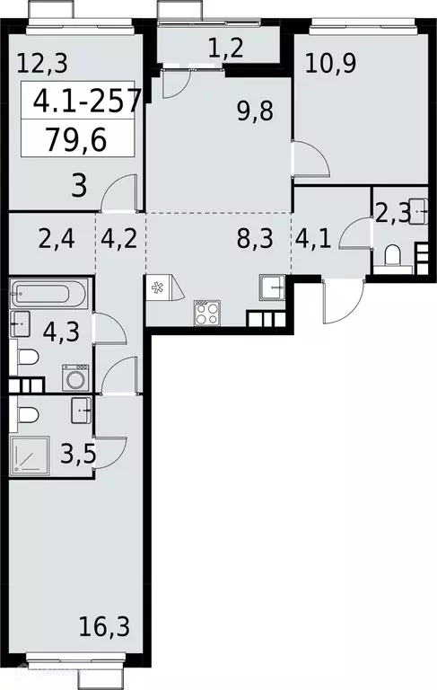 Продаётся квартира-студия, 79.6 м - Фото 0