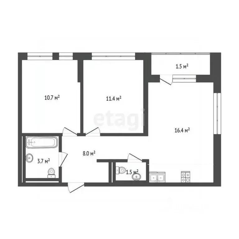 2-к кв. Тюменская область, Тюмень Полевая ул., 117к4 (52.3 м) - Фото 0