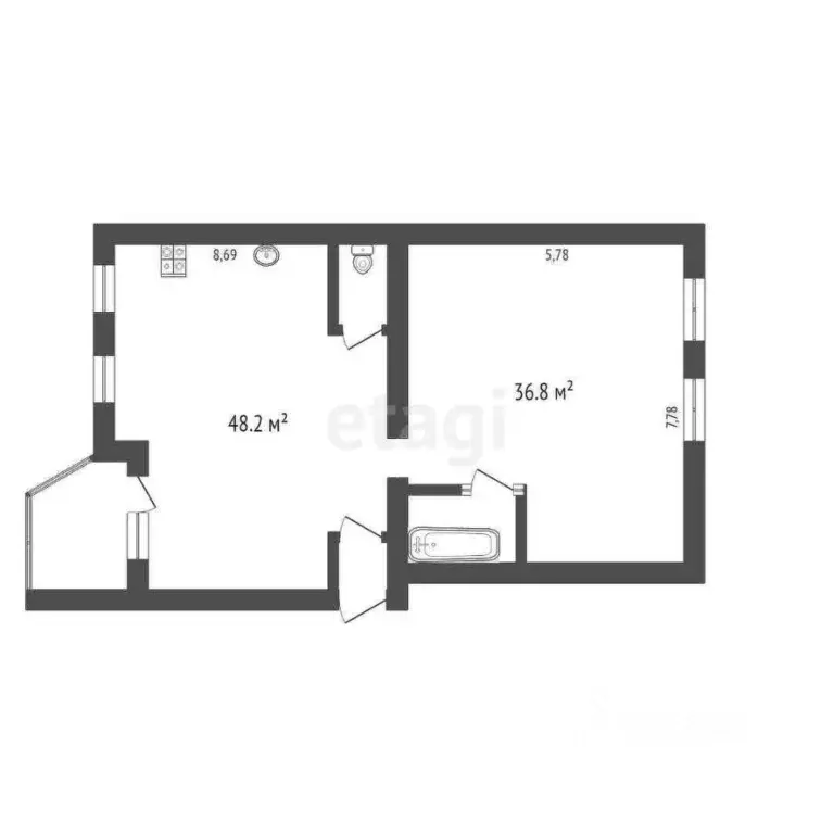 2-к кв. Башкортостан, Салават ул. Калинина, 110 (89.6 м) - Фото 2