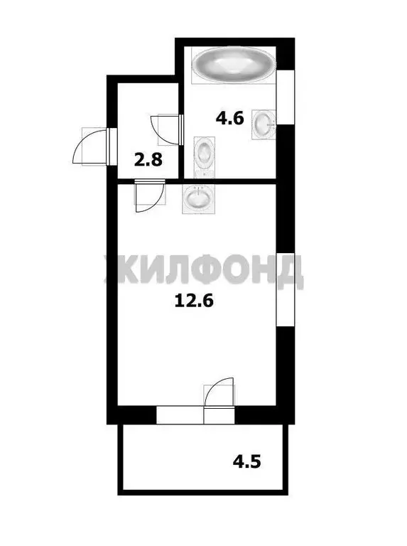 Квартира-студия: Новосибирск, Сухарная улица, 107/2 (22.32 м) - Фото 1