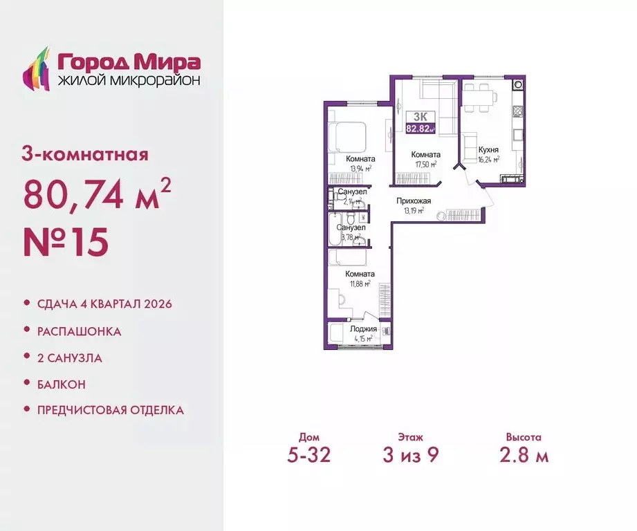 3-к кв. Крым, Симферополь ул. Батурина (80.74 м) - Фото 0