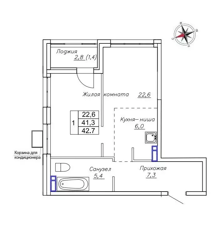 Квартира-студия: Новый, улица Ленина, 6с2 (42.7 м) - Фото 0
