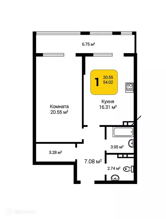 Продаётся 1-к квартира, 57.29 м - Фото 0