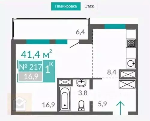 1-к кв. Крым, Евпатория ул. Симферопольская, 2Г (41.4 м) - Фото 1