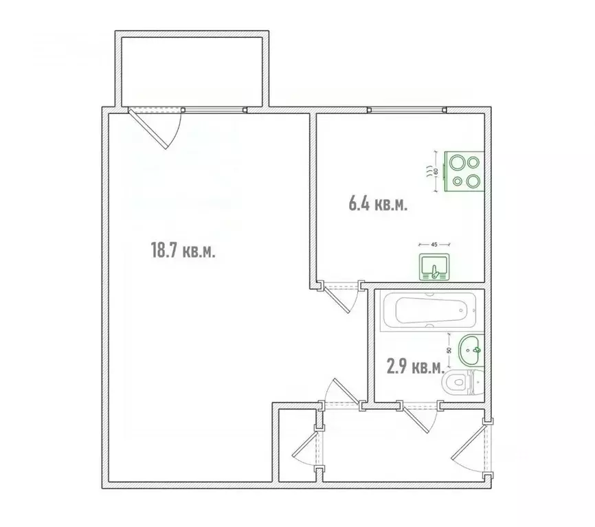 1-к кв. Омская область, Омск ул. 21-я Амурская, 28Г (30.8 м) - Фото 2