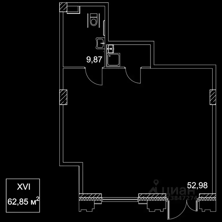 Торговая площадь в Москва 2-й Хорошевский проезд, 7С8 (63 м) - Фото 1