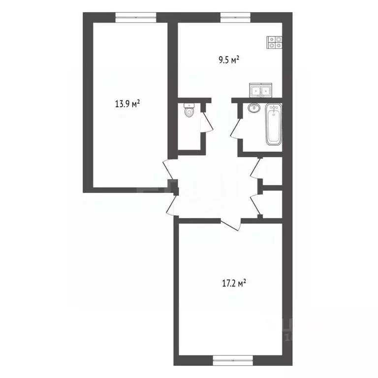 2-к кв. Крым, Феодосия муниципальный округ, с. Солнечное ул. ... - Фото 1