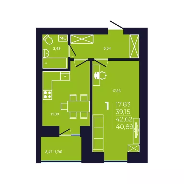 1-комнатная квартира: Уфа, улица Михаила Зайцева, 8 (41.1 м) - Фото 1