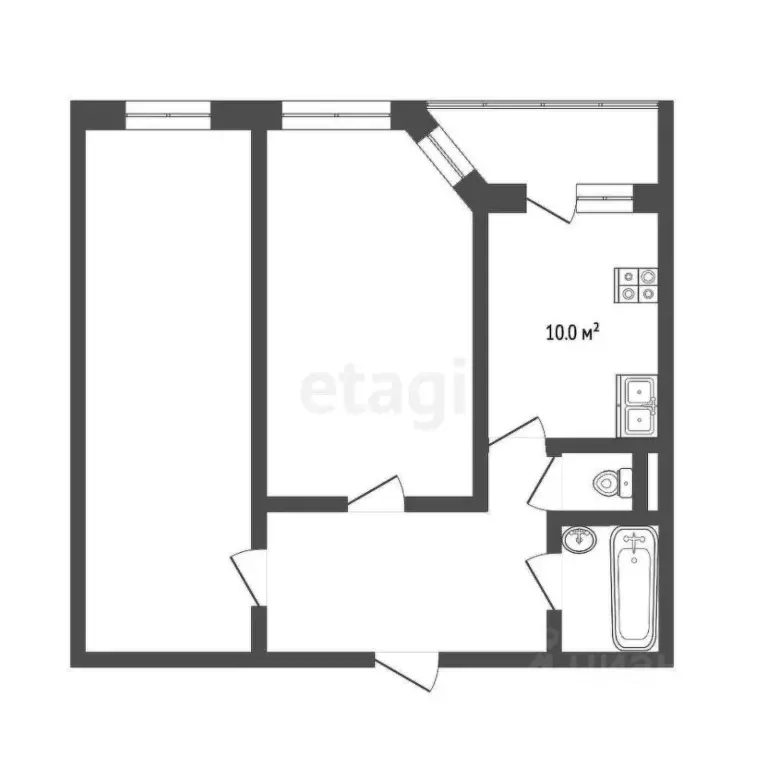 2-к кв. Ханты-Мансийский АО, Сургут Югорская ул., 7 (56.7 м) - Фото 1