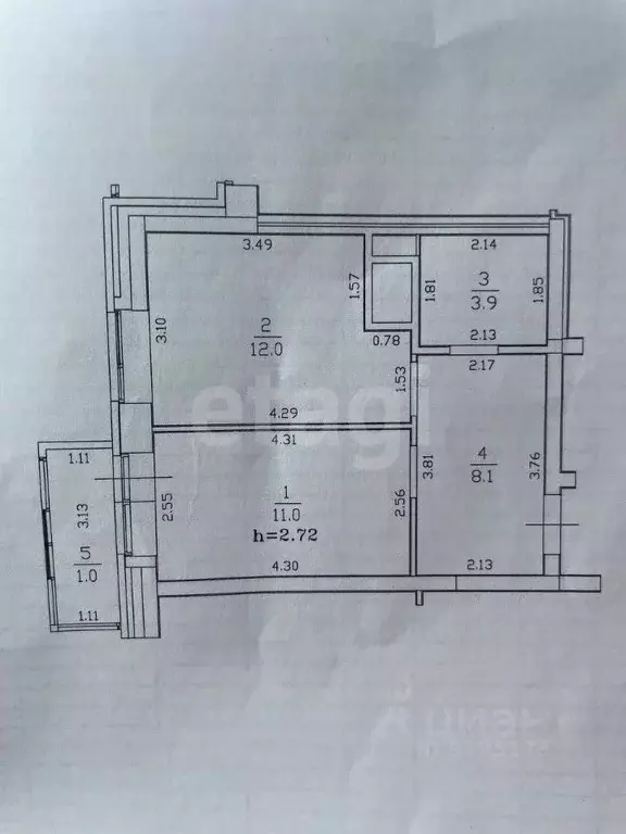 1-к кв. Татарстан, Казань ул. Братьев Касимовых, 35 (35.0 м) - Фото 2