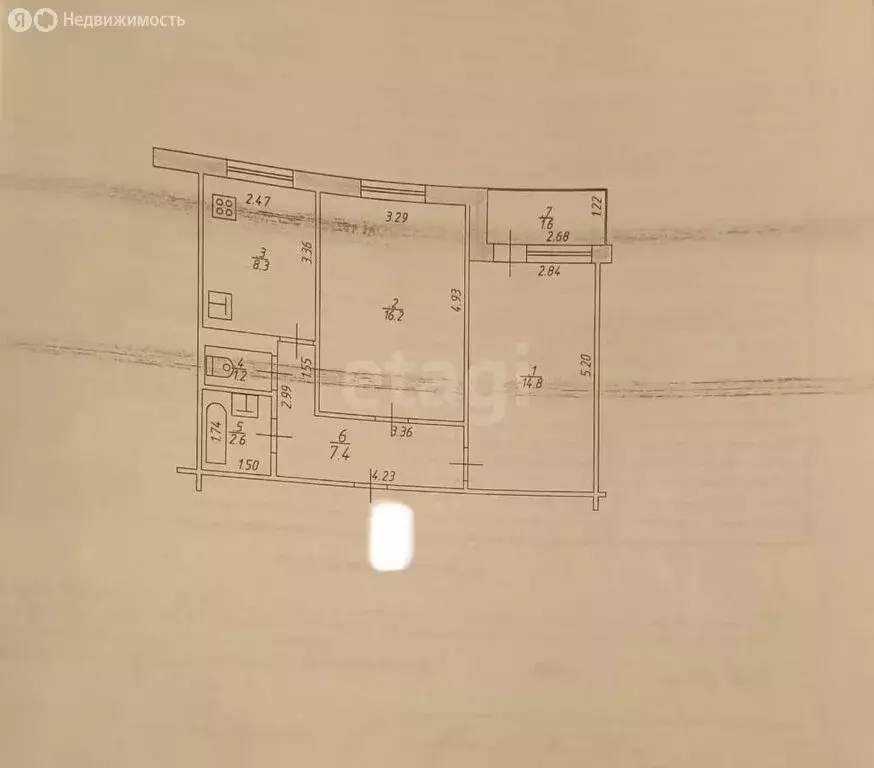 2-комнатная квартира: Казань, улица Академика Глушко, 23 (50.1 м) - Фото 1