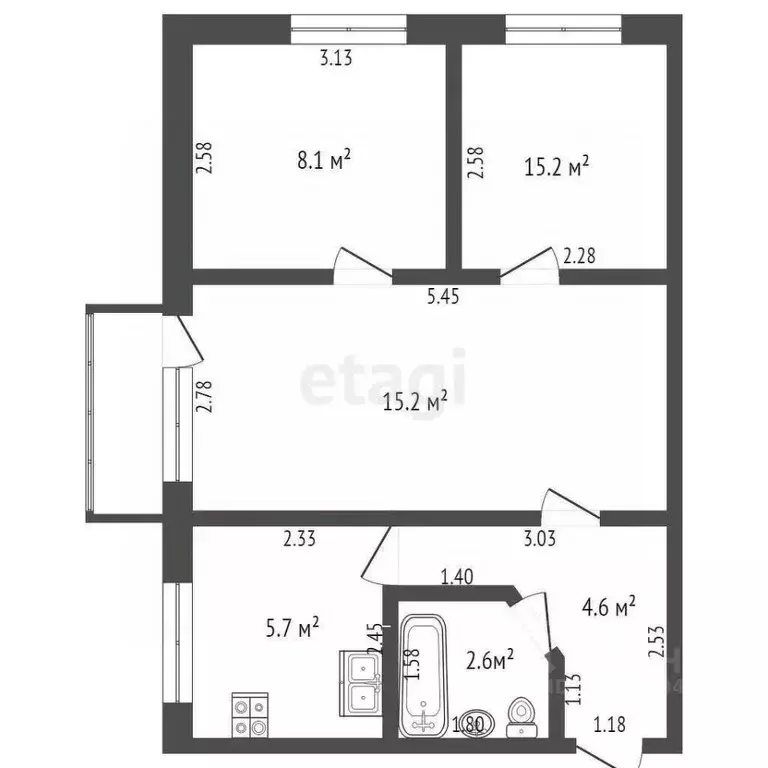 3-к кв. Крым, Ленино пгт ул. Энергетиков, 2 (42.1 м) - Фото 1